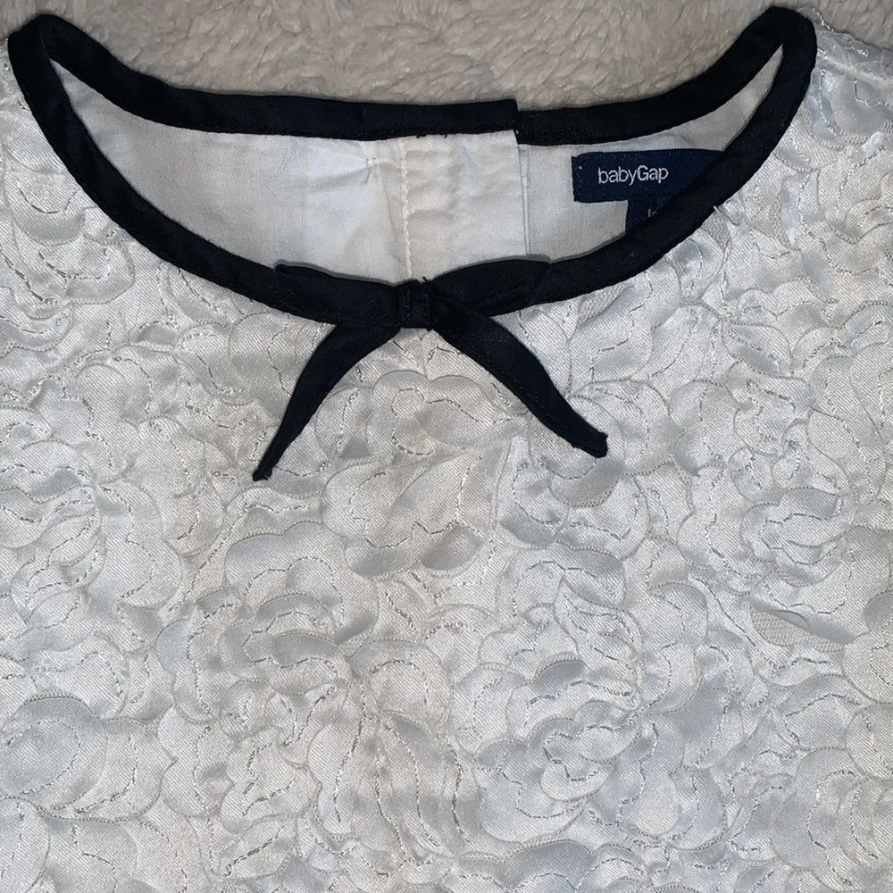 GAP Kids White Floral Dress with Black bow and Trim details